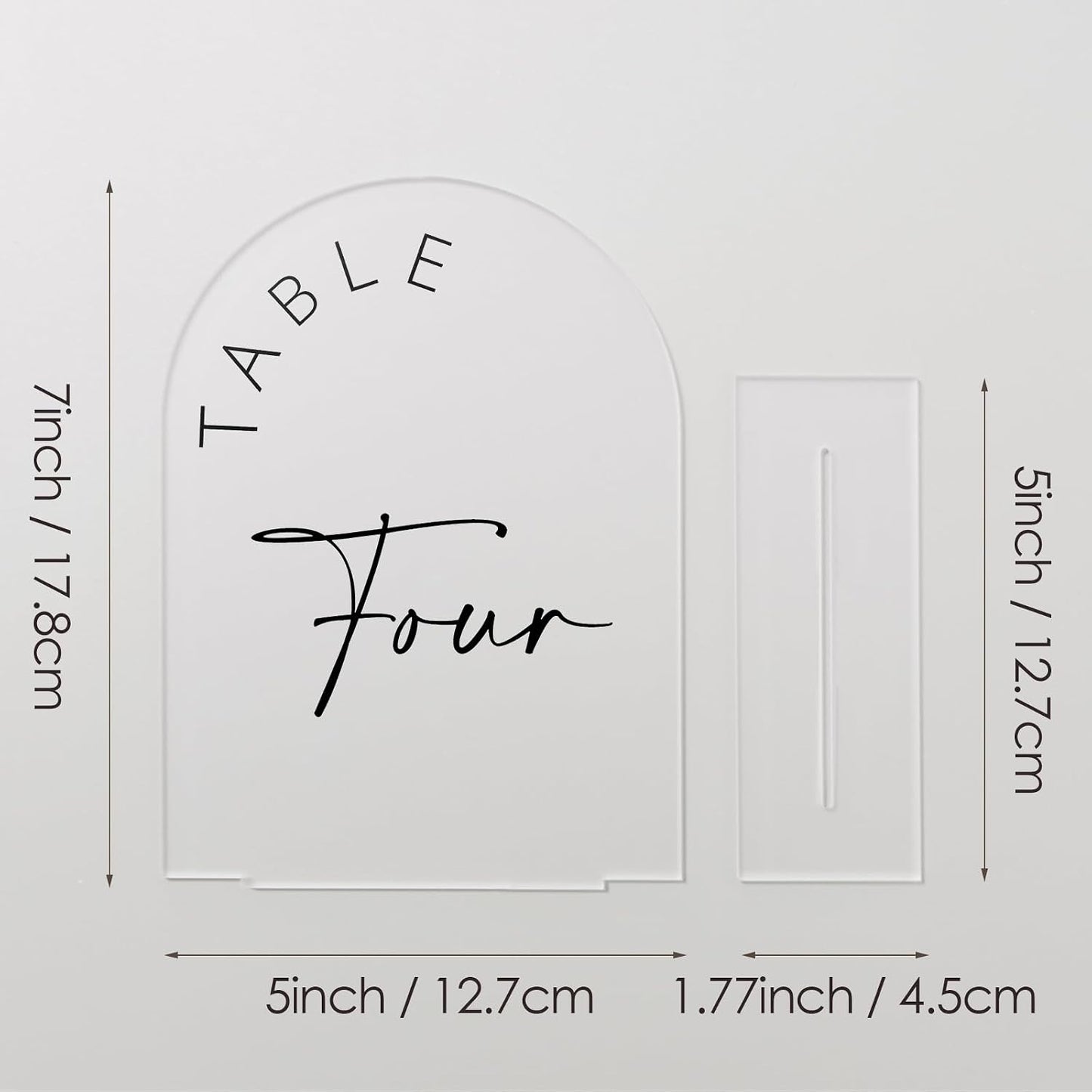 Frosted Arch Wedding Table Numbers 1-30 with Stands, 5x7 Inch Frosted Arch Acrylic Sign with Black Letters, Arched