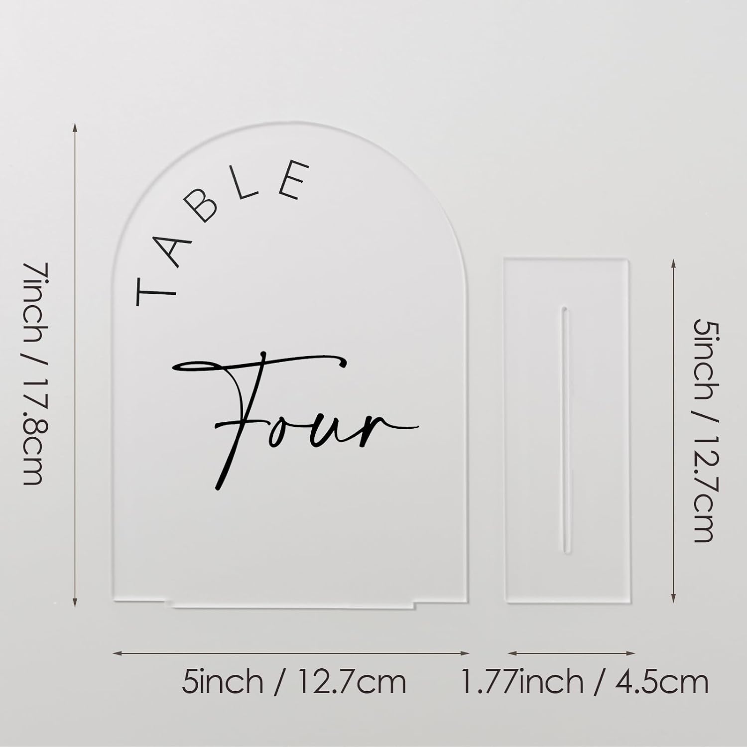 Frosted Arch Wedding Table Numbers 1-30 with Stands, 5x7 Inch Frosted Arch Acrylic Sign with Black Letters, Arched