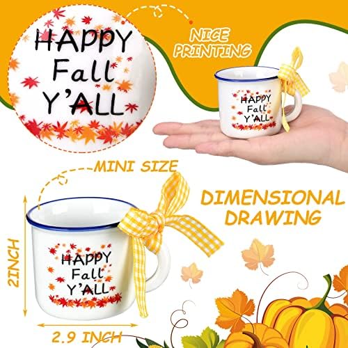 Yookeer 4 Pcs Fall Tiered Tray Mini Fall Rolling Pins, Autumn Signs Mug