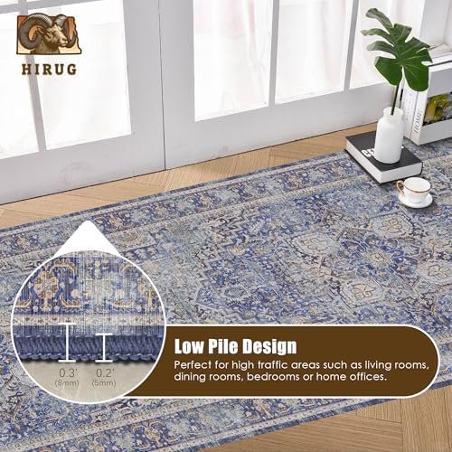 Washable Area Rug 2'6'' x 8' Vintage Traditional Persian Mat - Foldable Distressed Non-Slip Machine Washable Carpet for