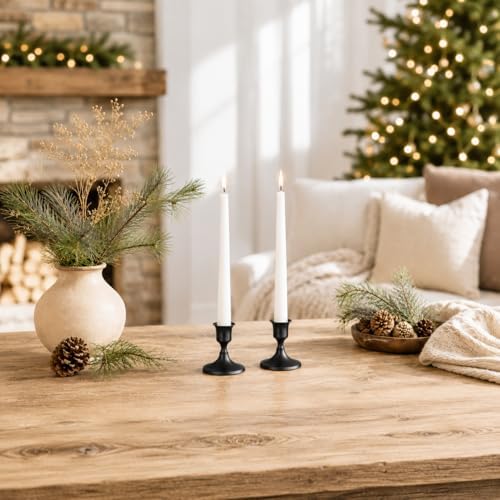 zeochyni Elegant Black Taper Candle Holders for Home Decor, Set of 3