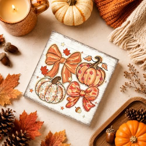 Fall Decorations for Home Bow Pumpkin Wood Sign Fall Decor
