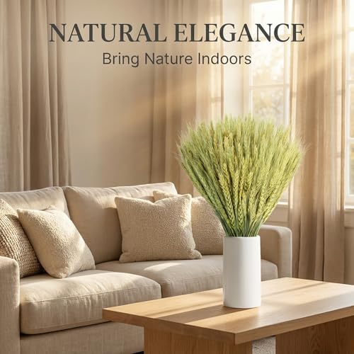 Sukh 50 Stems Dried Wheat Stalks for Vase - Cyan Wheat Straw Decor 13.3 in