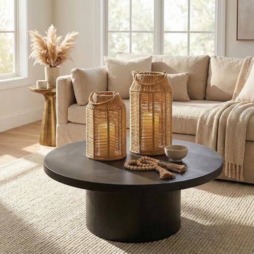 Natural Jute Boho Lanterns - Handcrafted Farmhouse Coffee Table Decor