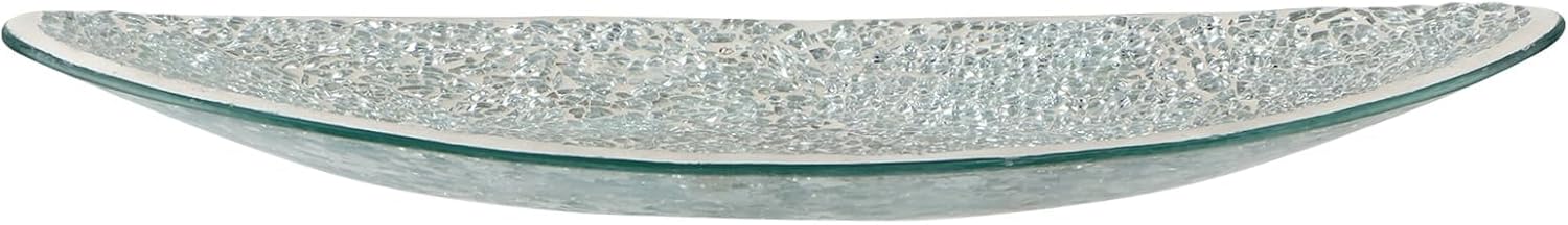 Small Glass Mosaic Decorative Boat Shaped Tray / Silver