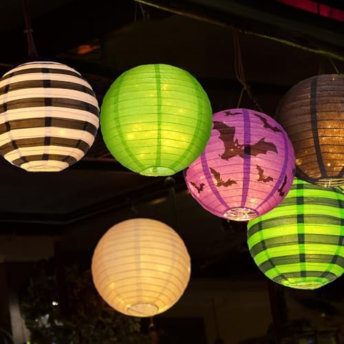 Retisee 12 Pcs Halloween Paper Lanterns Party Decorations Hanging Lanterns