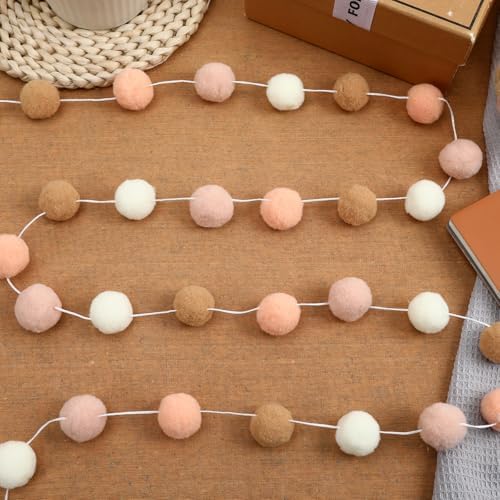 MARFOREVER 4 Pack 26.3 Ft Boho Pom Pom Garland Felt Ball Garland Decoration