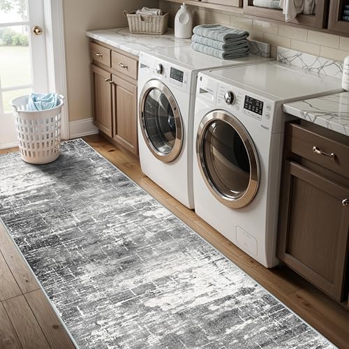 Washable 2X10 Kitchen Area Rug: Entryway Abstract Rug Runner Soft Bedroom Besides Floor Mat Non-Slip Indoor Farmhouse