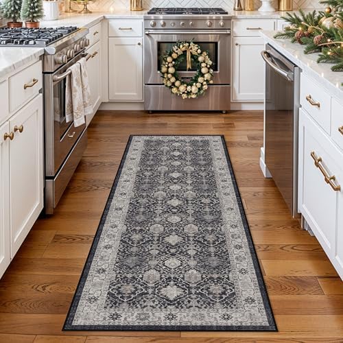 Hallway Washable Runner Rug - 2x6 Kitchen Rugs Entryway Rug Runner Vintage Soft Floor Mat Non Slip Indoor Farmhouse