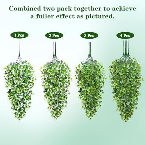Waipfaru Artificial Hanging Ivy for Outdoors, 4pcs Faux Vines Greenery