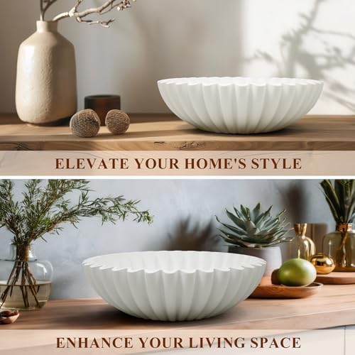 YMXYJM Large Decorative Bowl, Modern Handicraft Bowls for Home Decor, Decorative Fruit Bowl for Kitchen Counter, Ruffle