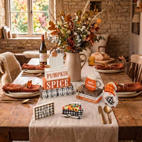 11 Pcs Fall Wooden Table Decorations Pumpkin Tiered Tray Decor