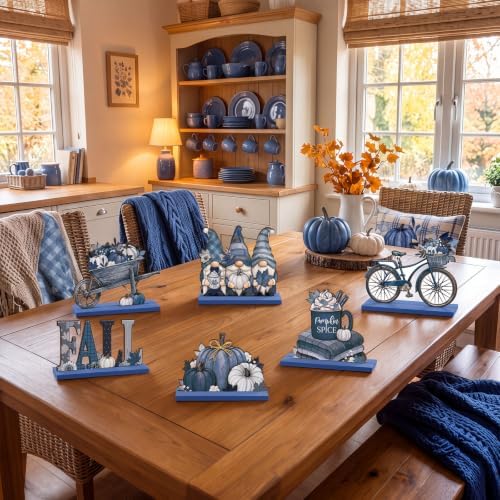 Yousoontic 6 Pcs Fall Thanksgiving Table Decor, fresh, Blue