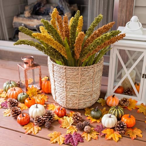 3 Pcs Fall Stems for Vases Artificial Grain Ear Stems Faux Fall Flowers