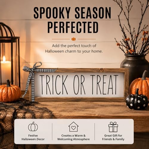 Trick or Treat Sign Halloween Wall Table Shelf Desk Home Decor