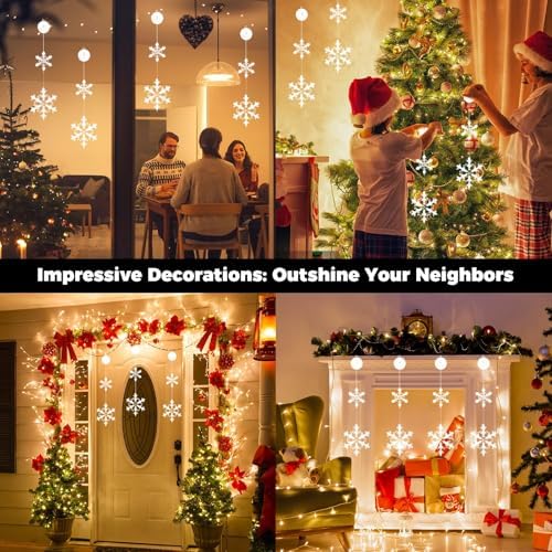 suddus Christmas Window Lights Decoration, 2Pcs Snowflake Lights Cool White