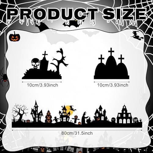 Colingmill 32'' Halloween Tabletop Wooden Decor Black Cemetery Haunt House