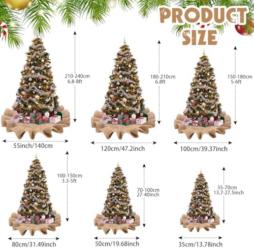 Tatuo 13.8 Inch Mini Tabletop Christmas Tree Skirt Decor, Burlap Tree Skirt
