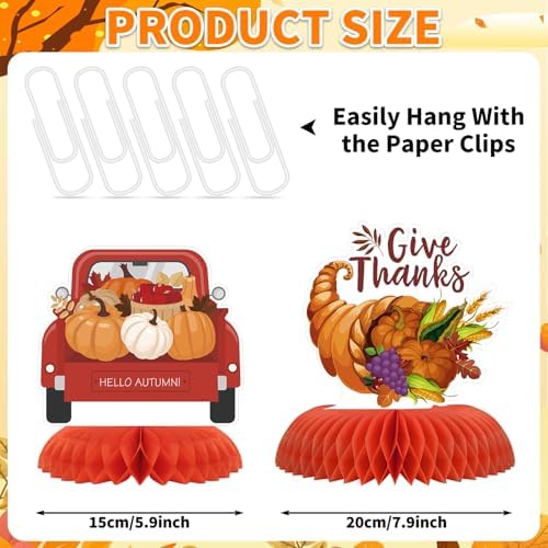 NatNarr 12PCS Thanksgiving Table Decorations Thanksgiving Centerpieces for Tables Autumn Honeycomb Centerpiece Fall Table Toppers Turkey Centerpiece Decor for Birthday Party Supplies