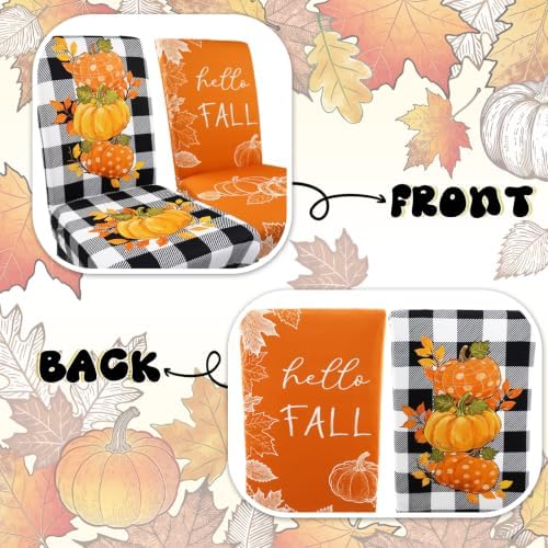 Fall Chair Covers Set of 6 Pumpkin Chair Back Covers Fall Dining Chair Covers for Party Kitchen Decorations