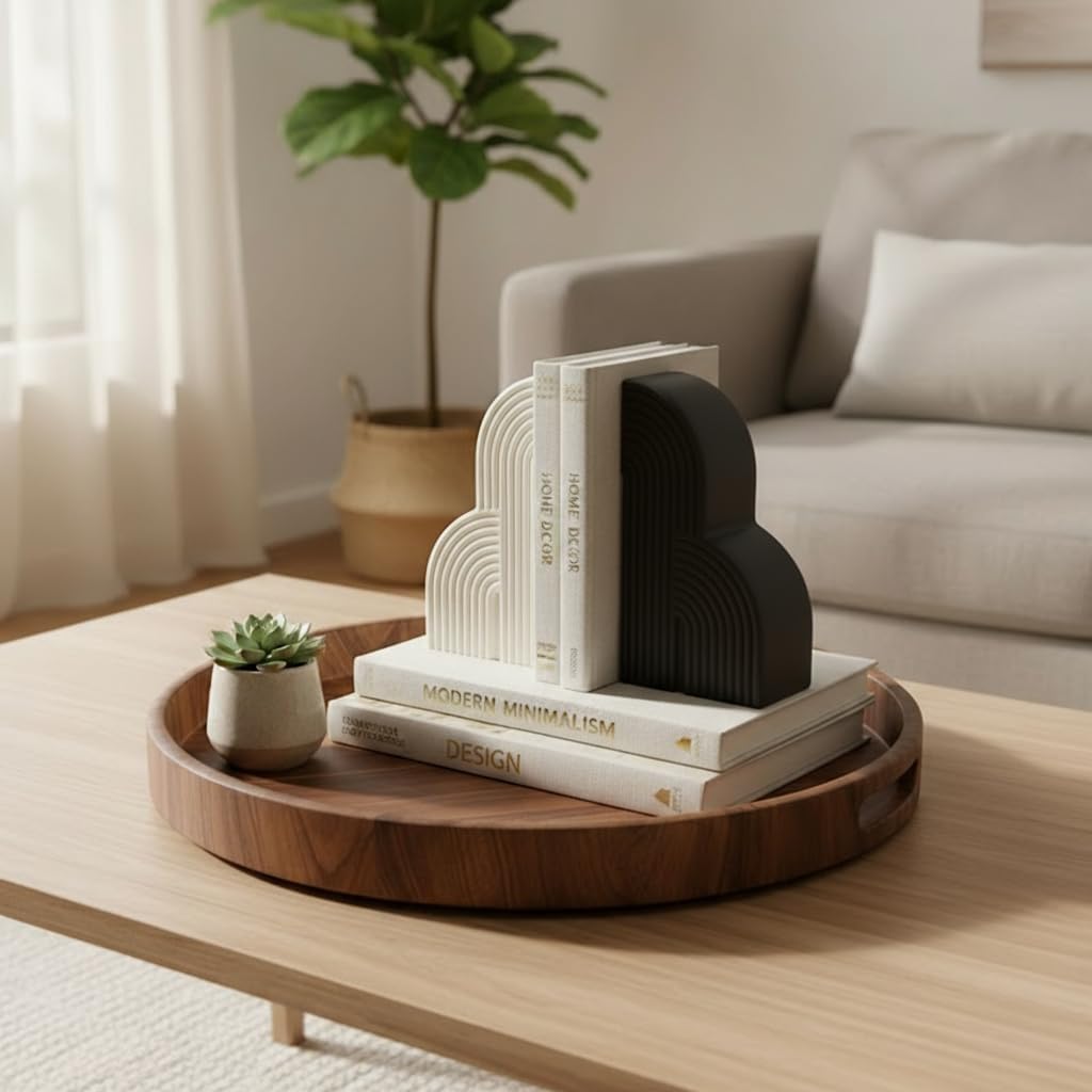 Modern Bookends for Heavy Books / Black and White