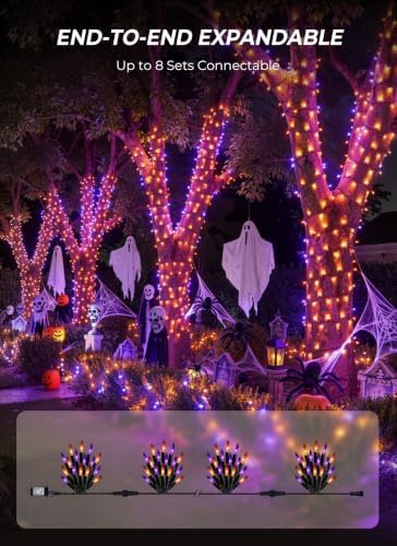 Orange and Purple LED Halloween Lights, 33 ft 100 LED Mini String Lights