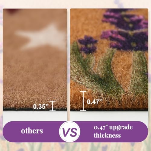 Kelarea Lavender Floral Front Door Mat, 17" x 29" Non-Slip Outdoor/Indoor