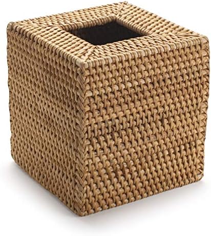 Rattan Tissue Box Cover / Natural / Square / 5.5 x 5.5 x 5.7