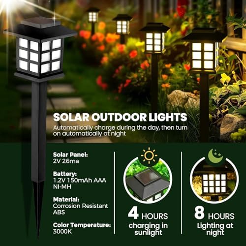 GIGALUMI Solar Lights Outdoor Waterproof 10 Pack, LED Garden Decor
