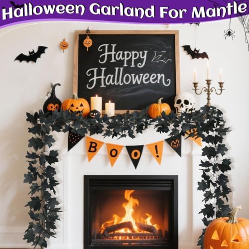 Timer - 3 Pack Halloween Garland with Orange Purple Lights Battery Operated