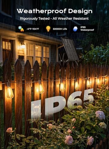 Brightown 108FT Solar String Lights Outdoor Waterproof, 26Hrs Runtime