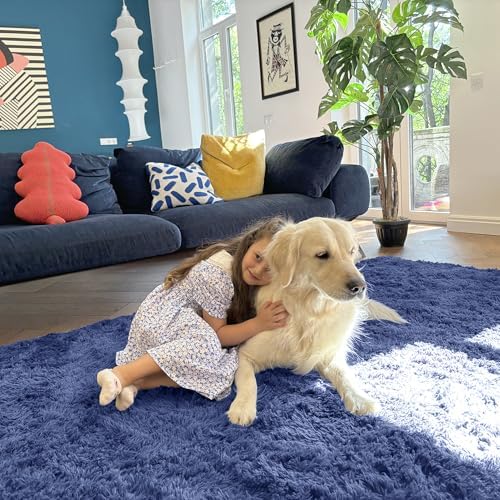 OLANLY 9x12 Machine Washable Large Area Rugs for Living Room, Bedroom, Soft Fluffy Shaggy Bedside Rug, Indoor Floor