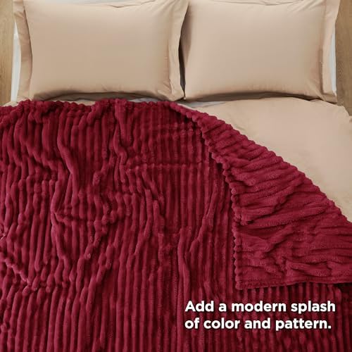 Bedsure Soft Cal Size Blanket for Bed Deep Red 102"x96"