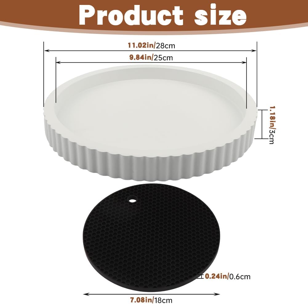 Decorative Tray & Coaster Set / White / Set of 2