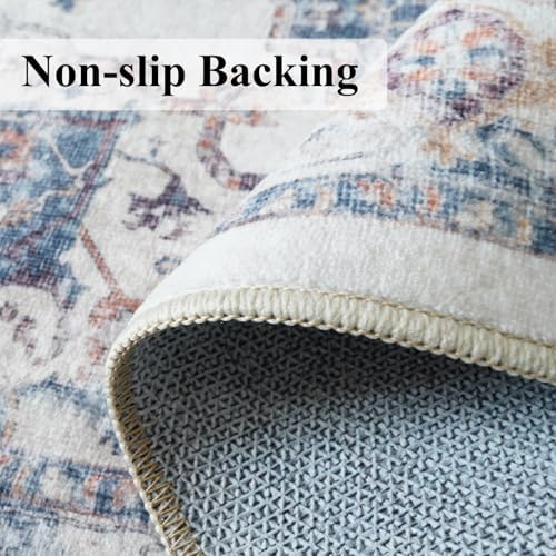 2x4 Washable Kitchen Runner Rug: Vintage Non-Slip Low Pile Entryway Area Rugs Thin Light Weight Carpet for Nursery