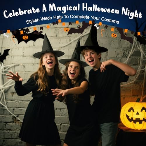 RAINFLOW Halloween Witch Hats - Black Hanging Witch Hats for Porch Decor