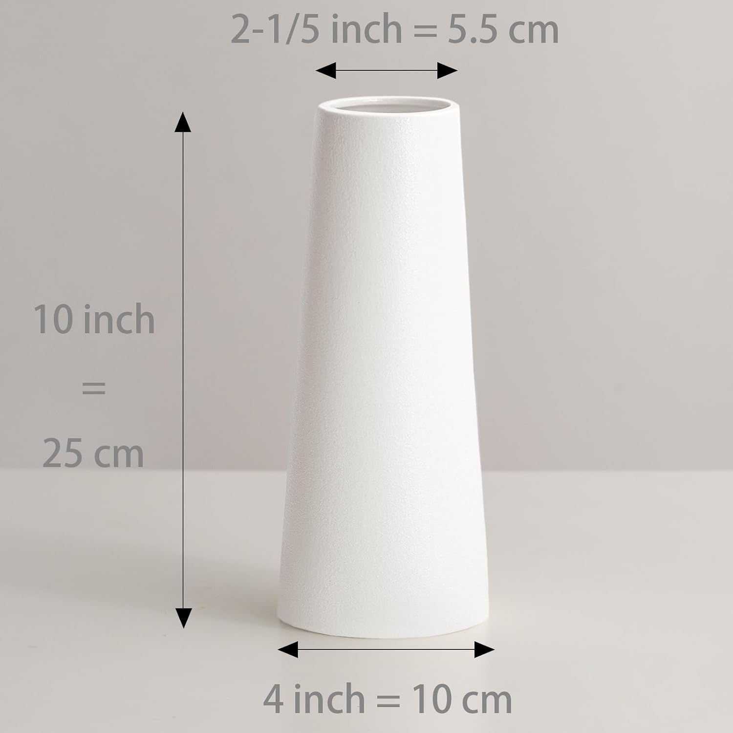 Simple Modern Ceramic Vase / Large: 10 Inches / White / 10 Inch