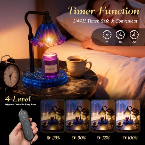 Flower Candle Warmer Lamp with Timer & 4-Level Dimmer, Adjustable Height