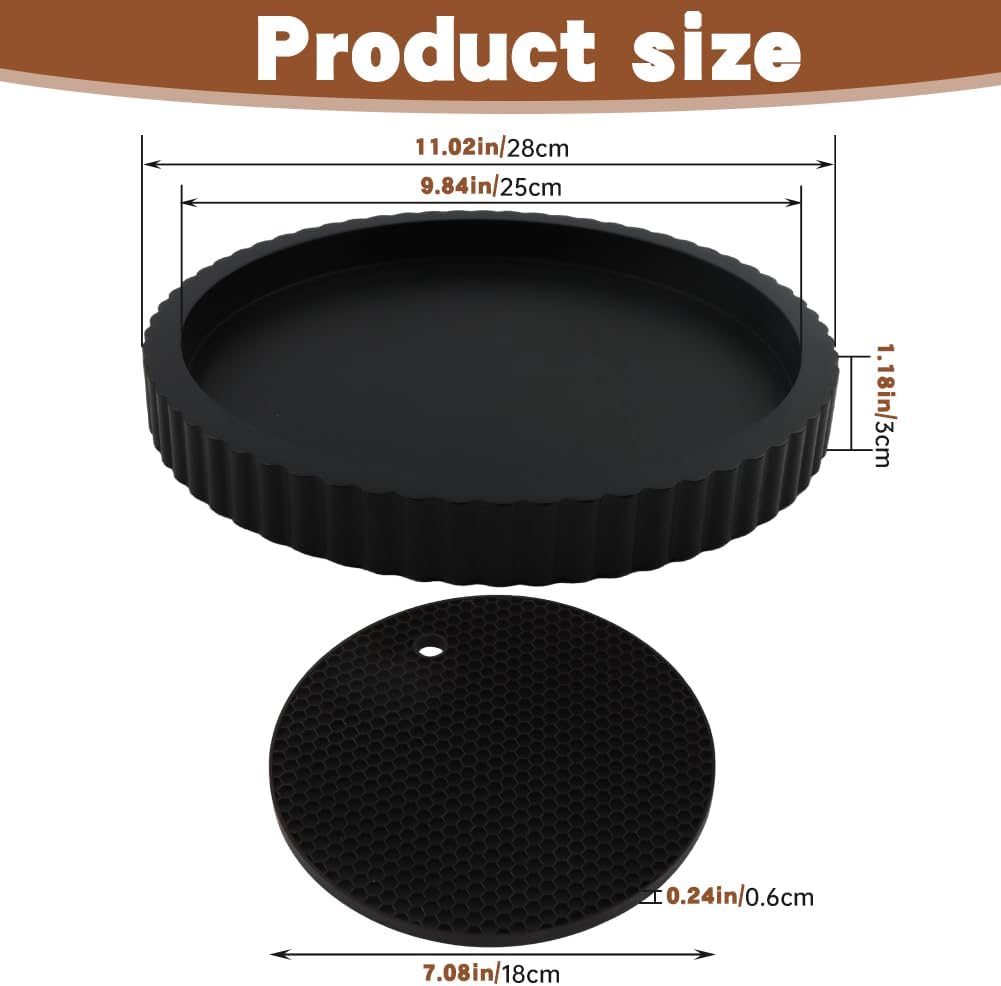 Decorative Tray & Coaster Set / Black / Set of 2