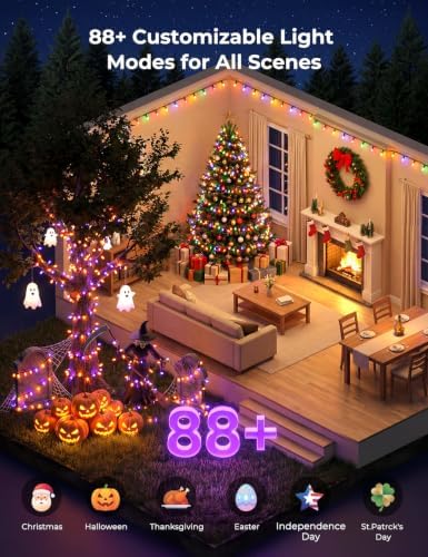 Minetom 198ft 600LED Smart Color Changing Christmas Halloween Tree Lights