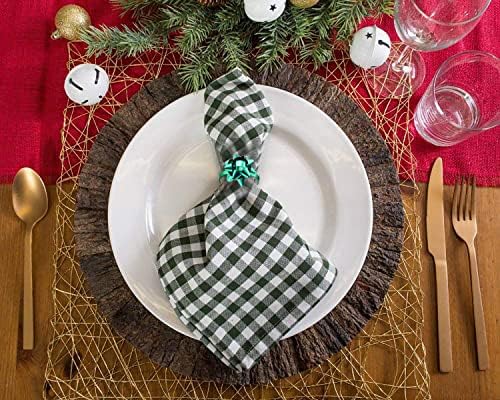 12PCS Christmas Napkin Rings Set for Table Settings, Festive Gift Bow Napkin Holder Rings for Christmas Thanksgiving New Year Party Dinner Table Decoration (12PCS Gold+Red+Green)