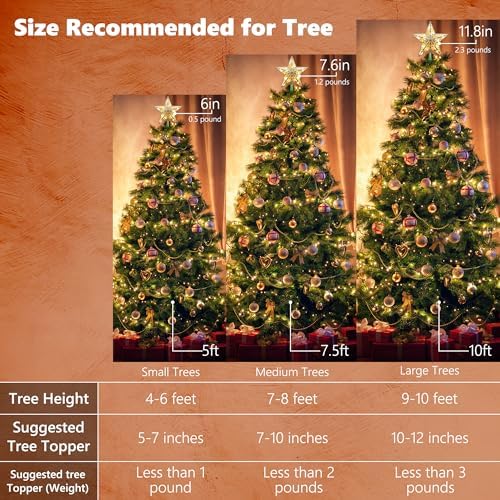 Brizled Silver Christmas Tree Topper, 9.5" 3D Xmas Star with 10 Lights