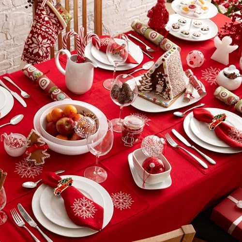 Christmas Car and Tree Napkin Rings Set of 6, Xmas Festive Holiday Red and Green Napkin Rings Holder for Christmas,Thanksgiving,Dinner Party Table Decoration