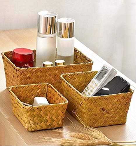 Rectangular Handmade Seagrass Baskets / Set of 3