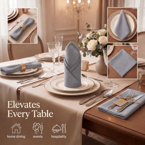 Urban Villa Cloth Napkins Cotton 20x20 (Set of 12) Gray