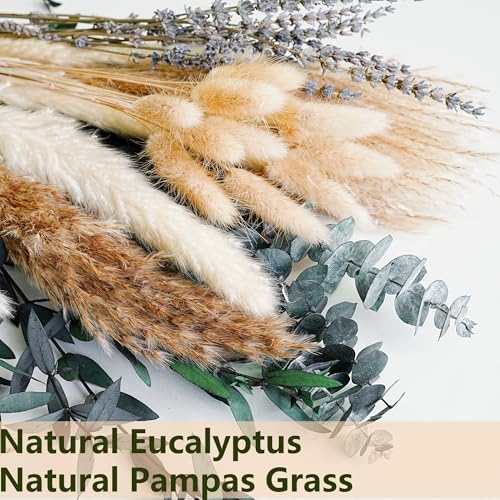 Green Pampas Grass Boho Bouquet – Exquisite Lavender and Eucalyptus Dried Flower Arrangements for Western Boho Decor –