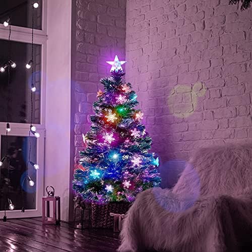 Prsildan 3 FT Fiber Optic Christmas Tree with Lights Artificial Xmas Trees