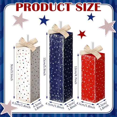 Redbaker 3 Pcs 4th of July Table Decor Patriotic Red White Blue Centerpiece