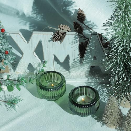 Woho Green Candlestick Holders Set of 4, Taper Candle Holders for Christmas