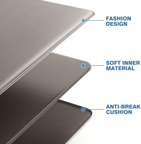 StepRite Kitchen Mats for Floor, 2-Piece Anti-Fatigue Kitchen Rugs, Khaki
